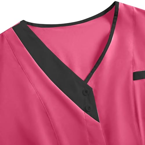 Image of 2026 Scrub for Cleaning Jobs Uniform, Multi Pockets Scrubs for Women Sets, V-Neck Top & Straight Leg Pants Scrubs Set