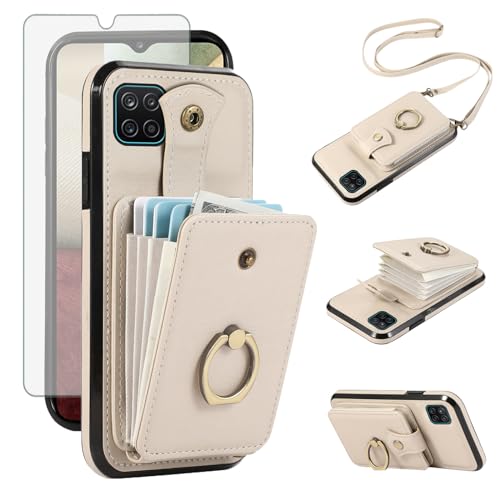Coque Samsung Galaxy A12 avec cordon bandoulière et fentes de cartes de crédit