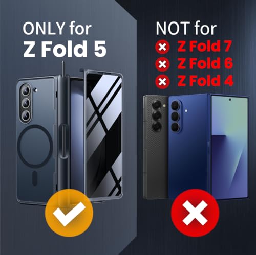 MOBOSI for Z Fold 5 Case with Privacy Screen Protector [Compatible with Magsafe], [Built-in Kickstand&Full Body Hinge Protection] Shockproof Phone Cover for Samsung Galaxy Z Fold5, Black