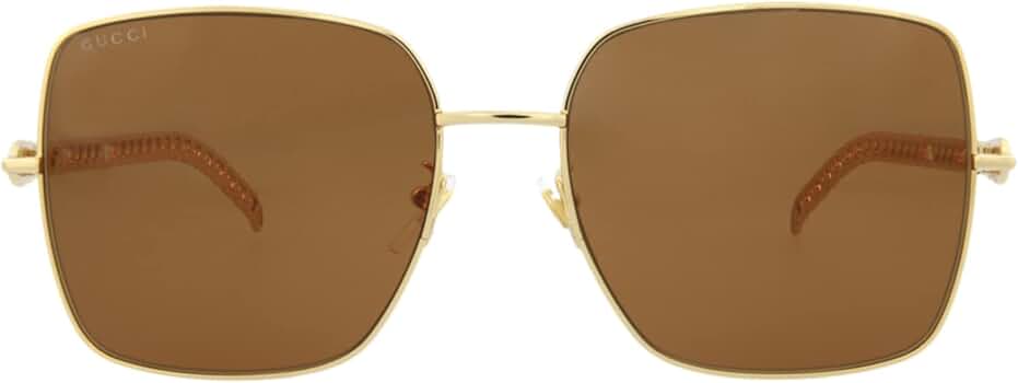 Amazon | Gucci GG0724S 女性 サングラス GOLD/BROWN GOLD CHAIN