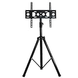 HJJH Universal-TV-Ständer Tischplatte, TV-Ständer mit Halterung für die meisten 37- bis 65-Zoll-Flachbildschirme, neigbar und höhenverstellbar in 5 Stufen mit gehärtetem Glas