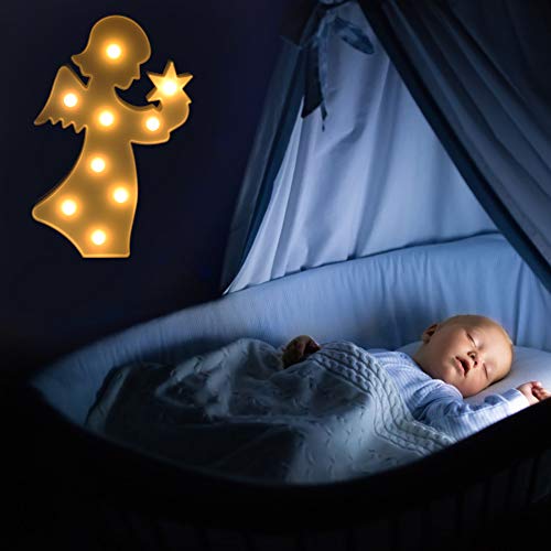 Lámpara de mesa ángel hada LED luz cálida batería miniatura 5