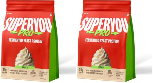 Image of Superyou Pro Fermented Yeast Protein Isolate 500g | 24g Protein| Vanilla | Higher Absorption than Plant Protein | Superior Muscle Recovery | Gut Friendly | Vegan Protein | PDCAAS of 1 (Pack of 2)