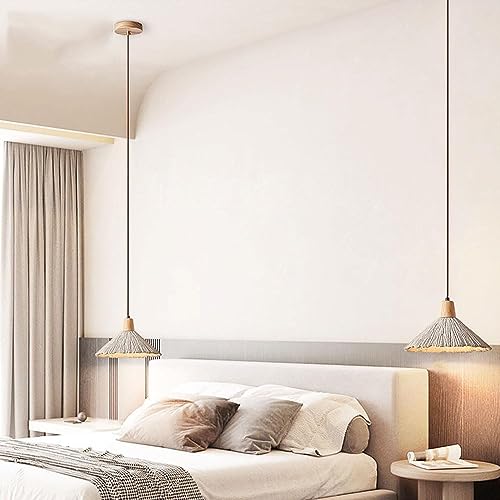 Lámpara de madera maciza colgante y cemento pulido estilo nórdico sofisticado 4