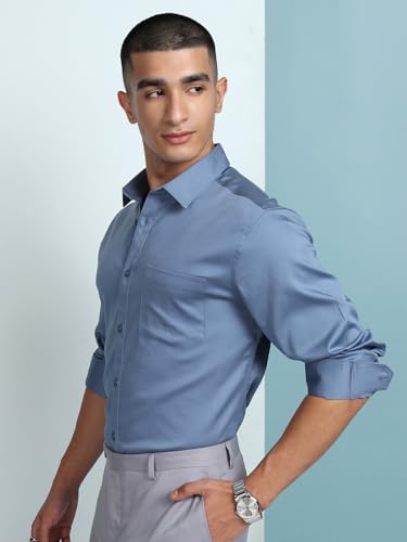 Image of Highlander Men's Slim Fit Formal Shirt | Solid Formal Shirt for Men | Comfortable Fabric | Stylish Design for Everyday Use & Office Wear