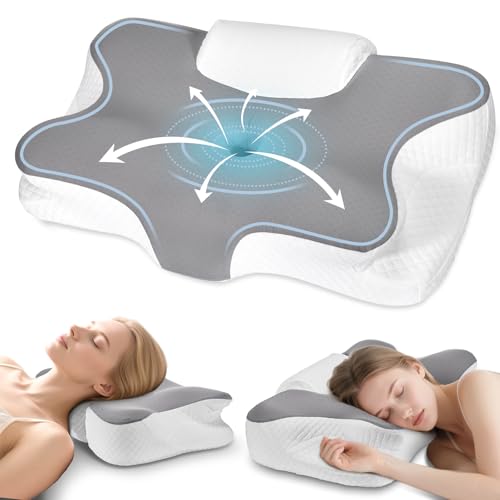 Levesolls Oreiller Ergonomique Cervical 2 en 1 Oreiller en Mousse