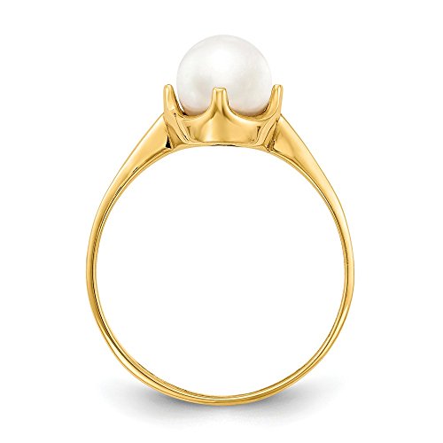 Solid 14k Yellow Gold 6.5mm Freshwater Cultured Pearl Ring Band2