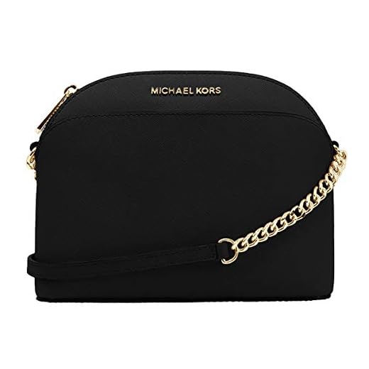 Michael Kors Emmy Saffiano Leather Medium Crossbody Bag (Black Saffiano)