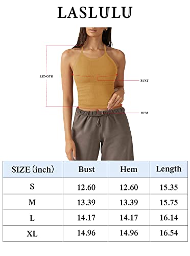 Laslulu Womens Sports Bra Halter Neck Crop Tops Seamless Casual Camisole Longline Running Athletic Bra Cropped Tops(White Large) #TOP6
