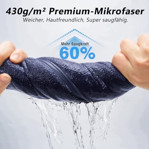 Fitness Handtuch Set - Groß 135×50 cm mit Reißverschlusstasche & 100×30 cm Sporthandtuch - Hochwertige Mikrofasern, Schnelltrocknend & Sanft - Inkl. Wäschesack - Für Fitnessstudio, Gym, Training, Yoga