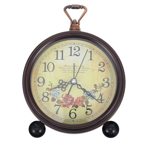 HOUDERCO レトロデザイン置き時計 ベッドサイド目覚まし時計 電池式 静音ノイズレス 寝室やデスク用 インテリア兼用 テーブルデコレーション