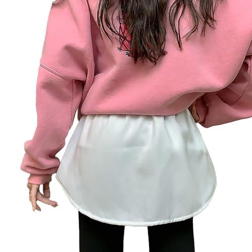 GOFULY Half Shirts For Women Layering Extender Removable Layering Skirts Half Length Solid Underskirt With Buttons Fashion White M