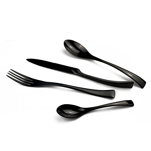 20-Piece-1810-Stainless-Steel-Flatware-Set-Mirror-Polishing-Black-Serive-for-4 20 Piece 1810 Stainless Steel Flatware Set Mirror Polishing Black Serive for 4