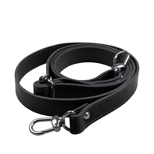 Alça Transversal de Couro Bovino Legítimo Ajustável C/Mosquete Onix P/Bolsa Mariart 1,5cm (Preta)