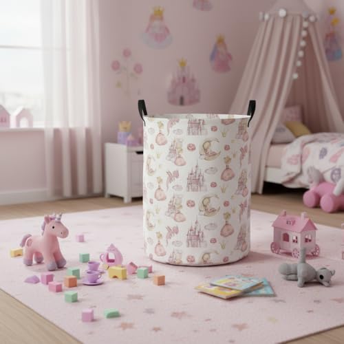 Image of Baby Laundry Hamper kids laundry Basket Waterproof Laundry Bag for Bedroom Clothes Organizer Room Decor(Castle)