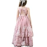 Lace Boho Flower Girl Dress Backless Bridesmaid Formal Tulle Party Little Girls Birthday Dresses Holiday