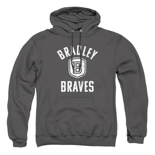 Bradley University Official One Color Braves Logo Unisex Adult Pull-Over Hoodie,Charcoal, Large