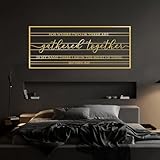 Metallkunst Wanddekor mit Bibelvers Wo Zwei oder DREI beisammen sind“ (Matthäus 18,20) – Christliches Motivationsgeschenk (Gold 135 x 56 cm)