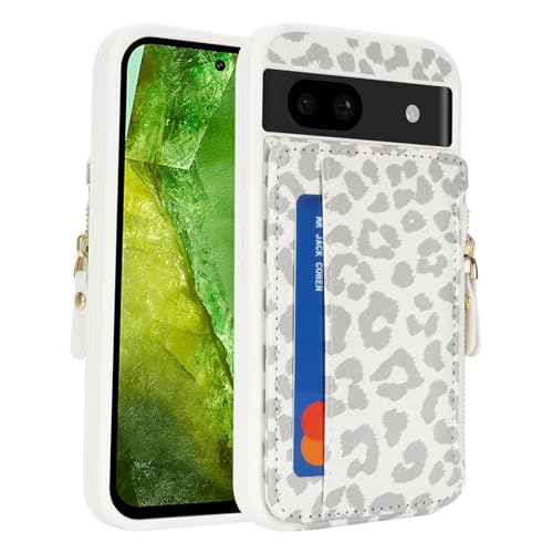 Image of Cavor for Google Pixel 8a Case Wallet with Card Holder, Leopard White