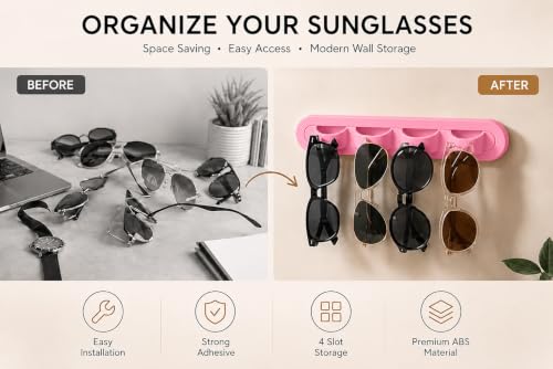 Image of Sunglasses Organizer, Wall Glasses Holder, Acrylic Sunglasses Display, Eyeglass Organizer for Multiple Glasses for Office & Home Decor, Unique Gifts for Husband, Women & Girls
