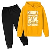 Genérico Conjunto Deportivo de Chándal con Capucha para Niños Outfit Atlético de Fútbol Americano y Rugby Ideal para Trotar Regalo Deportivo Retro (Yellow, 11-12 Years)