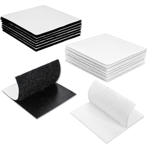 Image of 12 Sets 4 x 4 Inch Self Adhesive Hook and Loop Tape-Industrial Grade Strong Adhesive Dot Double-Sided Tape Can Be Used for Home, Car, Office Wall Decoration Or Carpets