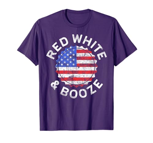 Red White And Booze Shirt Men Women Drinking 4th of...