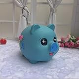 Tamaño: 18cm * 14cm MIANJUMJ Estatua Escultura Pequeña Escultura,Cerdito Alcancía Azul Decoración De Gran Capacidad Irrompible Caja De Monedas Craft Niños Hucha Regalo