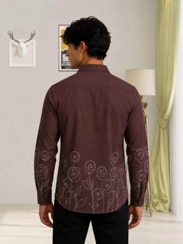 Image of Youth First Men's Cotton Blend Casual Shirt | Regular Fit Solid Full Sleeve Button Down Collared Shirts | Comfortable Formal Office Business Casual for Men
