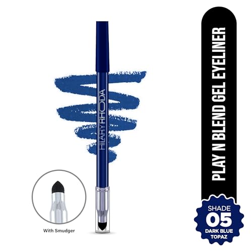 Image of Hilary Rhoda Play n Blend Gel Eyeliner | One Stroke Application | Highly Pigmented | Matte & Shimmer Finish | 2 in 1 Smudger + Eyeliner | Butter Smooth Texture | 1.5g - (Dark Blue Topaz | Shade 05)