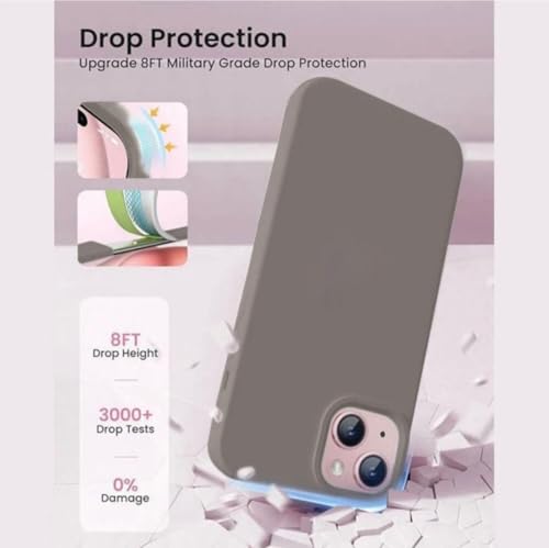 Image of Premium Liquid Silicone Case for iPhone 13 - Slim Full Body Protective Back Cover with Soft Microfiber Lining, Anti-Slip Grip Scratch Resistant Phone Case (Light Grey)