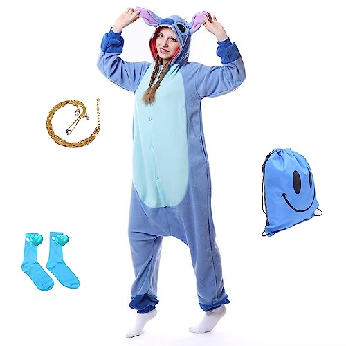 Skmanthn Disfraz unisex para adultos, pijamas de fiesta para mujeres, cosplay, ropa de dormir, regalos, disfraz de Navidad, azul, M
