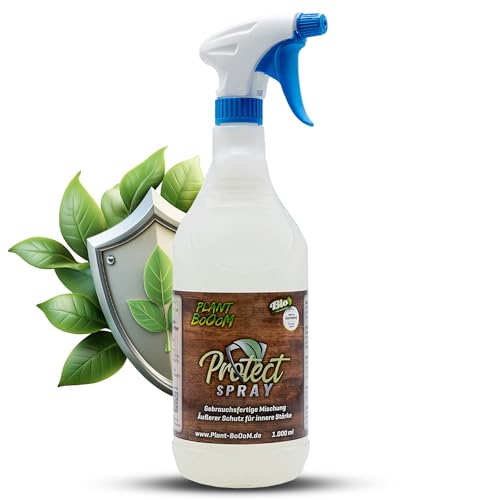 Plant BoOom Protect Spray Pflanzenschutz und Schädlingsbekämpfung I Anti-Austrocknung der Pflanze I Abwehr gegen Pilze, Mehltau, Läuse I Erhöht die Resistenz gegen Hitze und Kälte, 1 Liter