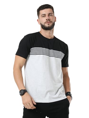 Image of fanideaz Mens Cotton Half Sleeve Striped Round Neck T Shirt