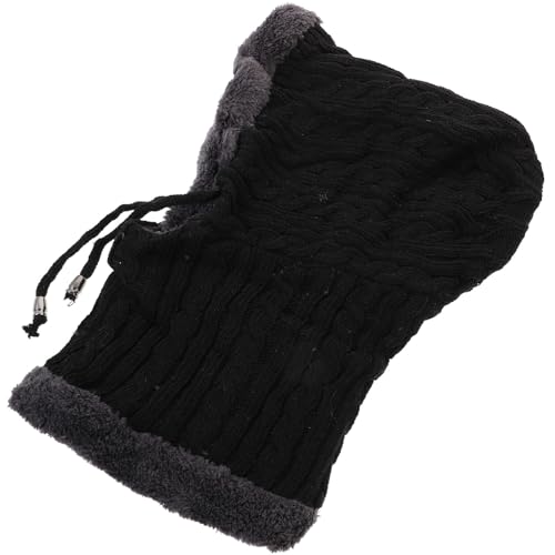 Bonnet tricoté épais avec capuche unisexe noir ibasenice pour l'hiver