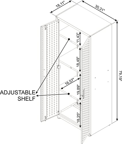 Image of Manhattan Comfort Fortress Textured Metal 75.4 inch Garage Cabinet with 4 Adjustable Shelves in White