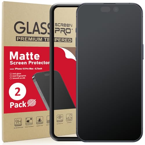 Ambison [2 Pack Matte Glass Screen Protector Compatible with iPhone 15 Pro Max Dynamic Island Compatible/Anti-Glare [No Bubbles] Install Frame/Smooth as Silk iPhone 15 Pro Max 6.7inch 2023