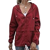 AYGJKIE Women's rain Jacket Waterproof Packable Sports Jacket Functional Jacket Breathable Bike Jacket with Hood (Color : Red, Size : X-Small)