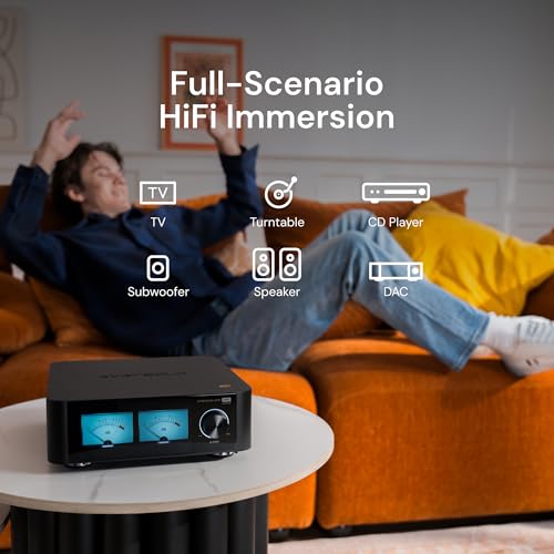 Eversolo Play | 110W X 2CH Music Streamer with Amplifier & DAC | 5.5" LCD Touchscreen, Support Room Correction & Multi Room HiFi Audio System, Stream Qobuz, Tidal&More | Black (CD Edition)