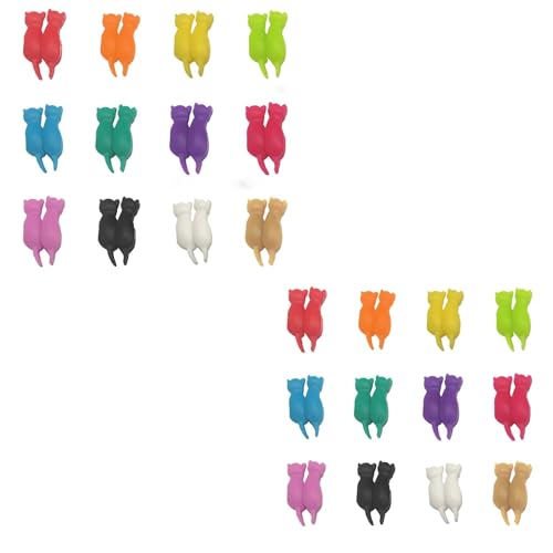 KANLVU Segna Bicchieri Calici 12 Pezzi in Silicone Forma di Gattino Ciondoli per Bicchieri di Vino Riutilizzabile Segnabicchieri per Calici Marcatori di Bevande per Serate di Gala(24PCS)