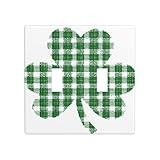 Placa de pared con diseño de trébol a cuadros de doble banda, tamaño estándar, 11,4 x 11,4 cm