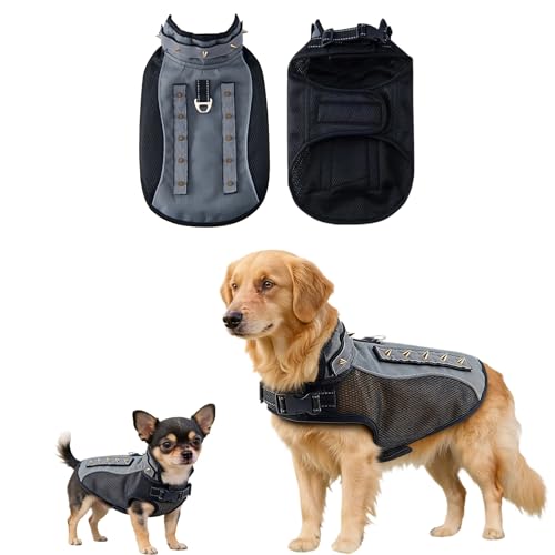 Spiked Dog Vest & Harness for Small Dogs Coyote Hawk Predator Attack Protection Adjustable Straps Lightweight Breathable Outdoor Safety Gear (Brown Medium)
