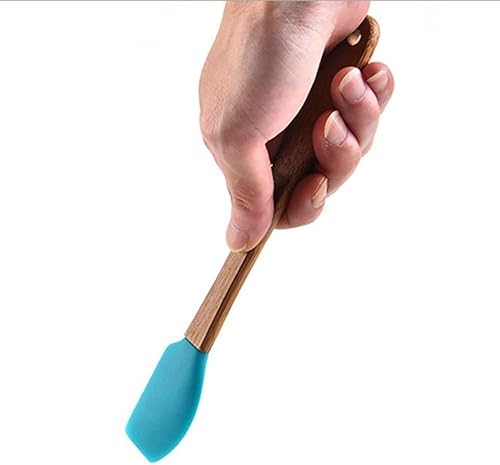 Miniatura 8 de Mini espátula de silicona, espátula, espátula, espátula con mango de madera, antiadherente, resistente al calor, utensilios de cocina (5 unidades)