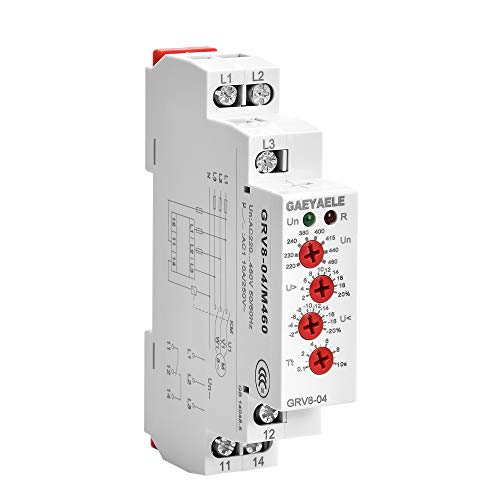 GAEYAELE GRV8-04 Three Phase Voltage Control Relay Phase Sequence Phase Failure Over Voltage Undervoltage Protection(GRV8-04,M460)