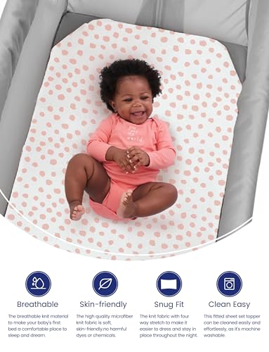 Image of TotAha Premium Soft Pack n Play Sheets, Super Stretchy Jersey Knit Mini Crib Sheets Fitted, Silky Comfort Graco Pack and Play Mattress Sheets, 2 Pack