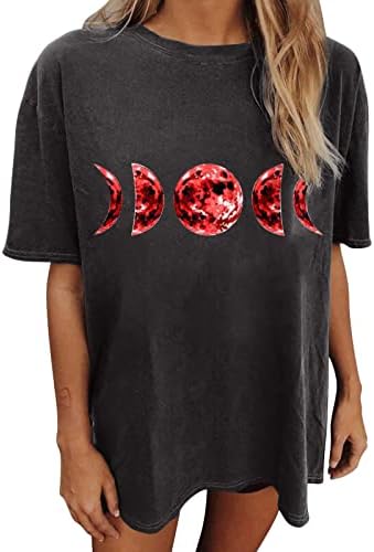 Womens Oversized Tops Y2k Hippie Moon Graphic Short Sleeve Baggy Aesthetic Cool Girls Band Tshirts Rock Plus Size Tees