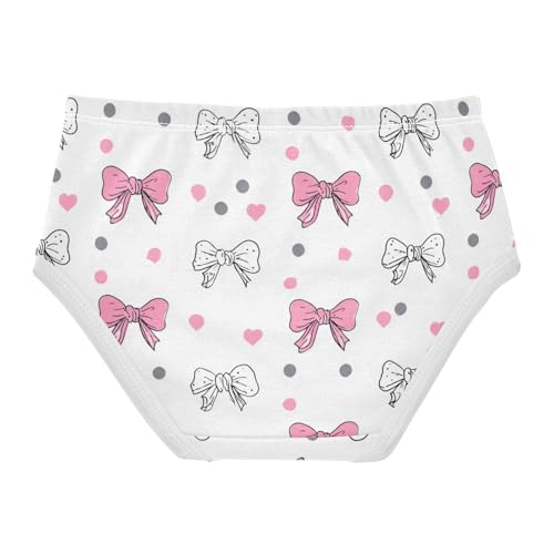 Wusikd Pink Bows Grey Polka Girls' Underwear Cotton Girls Briefs Soft Toddler Underwear 2T2