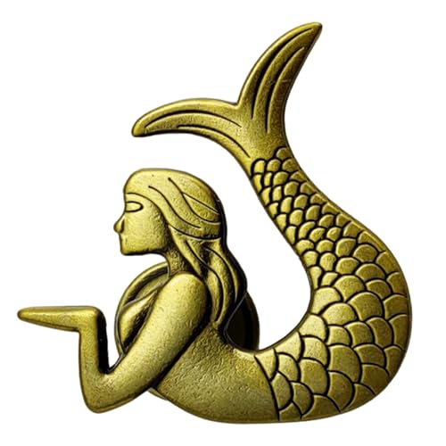 WheatThrive Pomos decorativos de sirena para gabinete, tiradores de aleación de zinc con aspecto realista, acabado exquisito, 50 mm x 48 mm x 23 mm, dorado/plata/bronce antiguo/peltre antiguo/negro