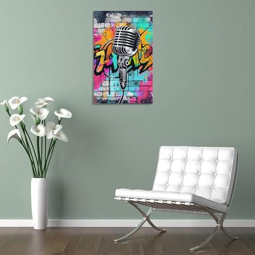 Impression sur toile microphone décoration murale maison tableau 50x75 - 5
