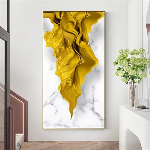 Impressions art mural 40x80 cm de style abstrait chinois or jaune et vert - 2